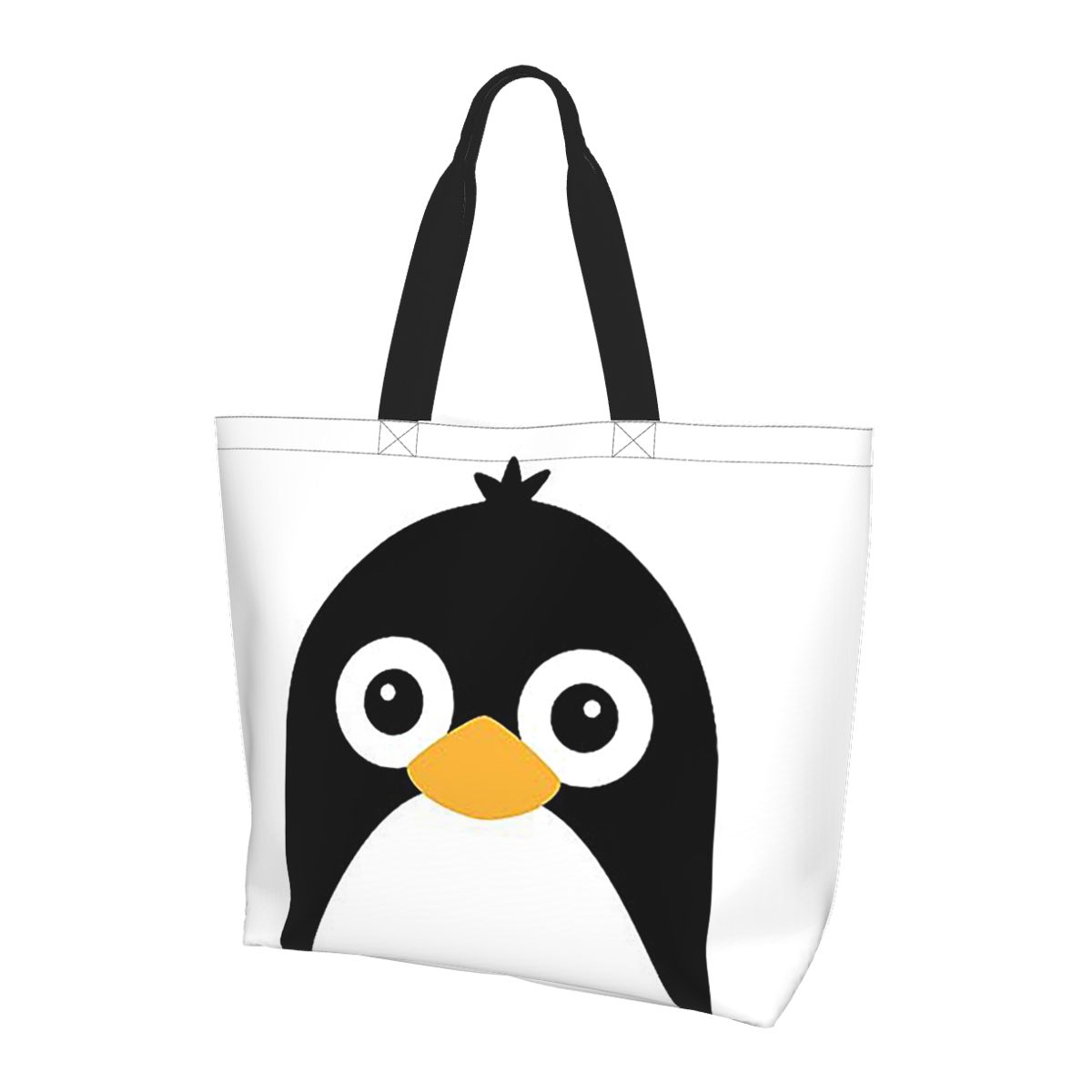 Women Bags Vector - かわいいベクトルペンギンショッピングトートバッグキャンバス大容量ショルダーバッグショッパー食料品ハンドバッグ女性用