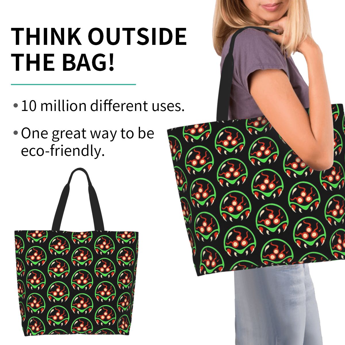 Women Bags Vector - メトロイド ベクター ショッピング トートバッグ キャンバス 大容量