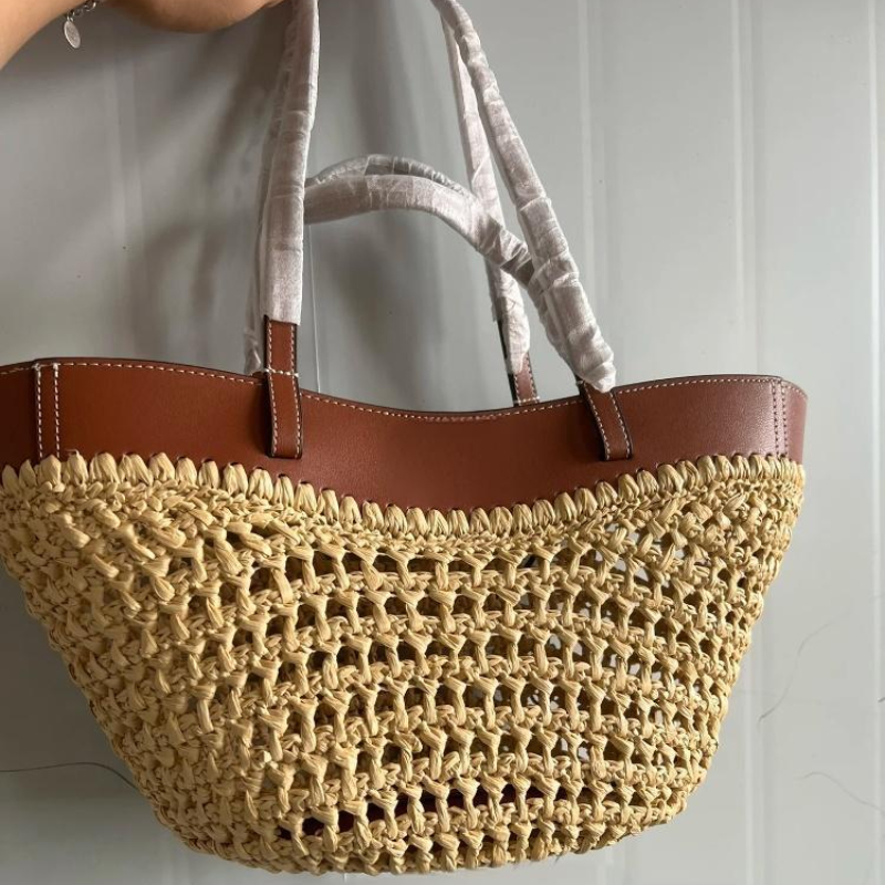 Women'S Raffia Bags - ブランド中空織ビーチバッグニッチファッションショルダー脇の下バッグ大容量ハイエンドステッチトートバッグ女性のバケットバッグ