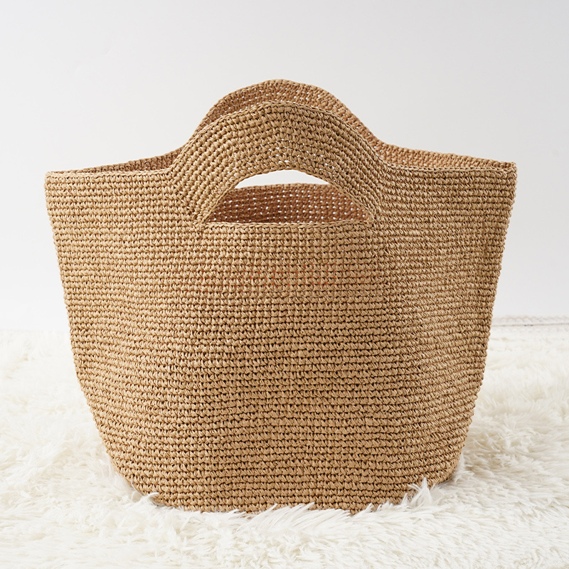 Women'S Raffia Bags - 2026年手作り高級ラフィアストロー女性用ハンドバッグ新作ファッションブランド夏織りバスケットビーチバッグ旅行休暇トートバッグ