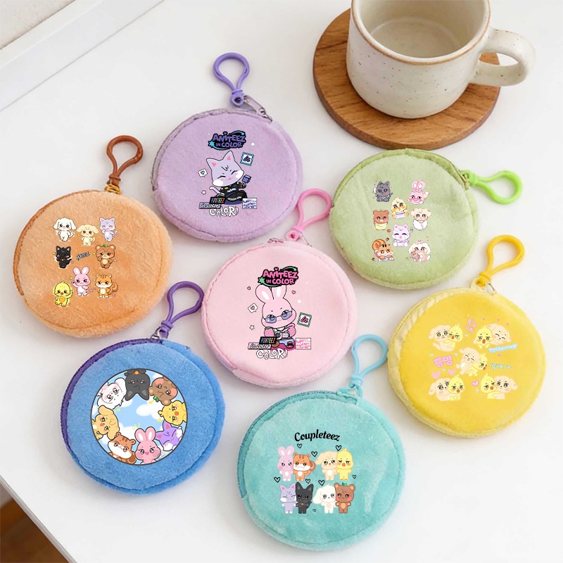 Women Bags And Purses - Kpop ATEEZ アイドル小銭入れキーホルダー漫画アニメパターンプリント財布女性男性アウトドアファッションミニ財布キーリングギフト新しい