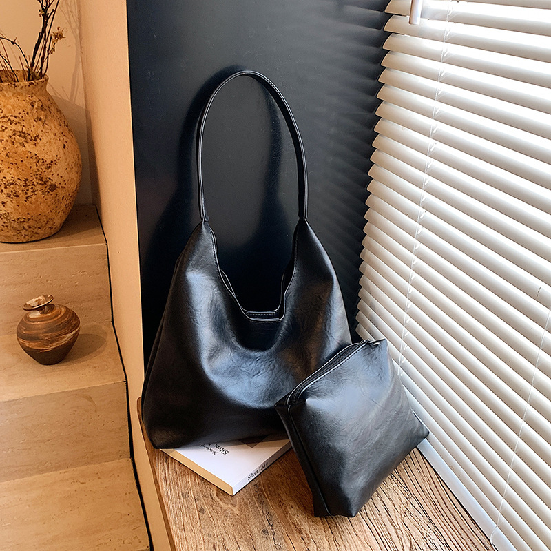 Women'S Vegan Bags - レトロシンプルな大型レディーストートショルダーバッグ 2026年新作 軽量デイリーハンドバッグ 多ポケット ショッピング、仕事、旅行、アウトドアに最適