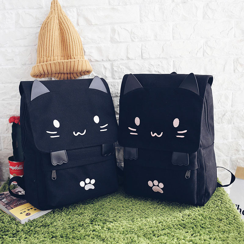 Mini Backpack Women - 女の子のための3D漫画猫バックパック,大容量ブックバッグ,女性のための日本のバックパック,愚かでかわいい