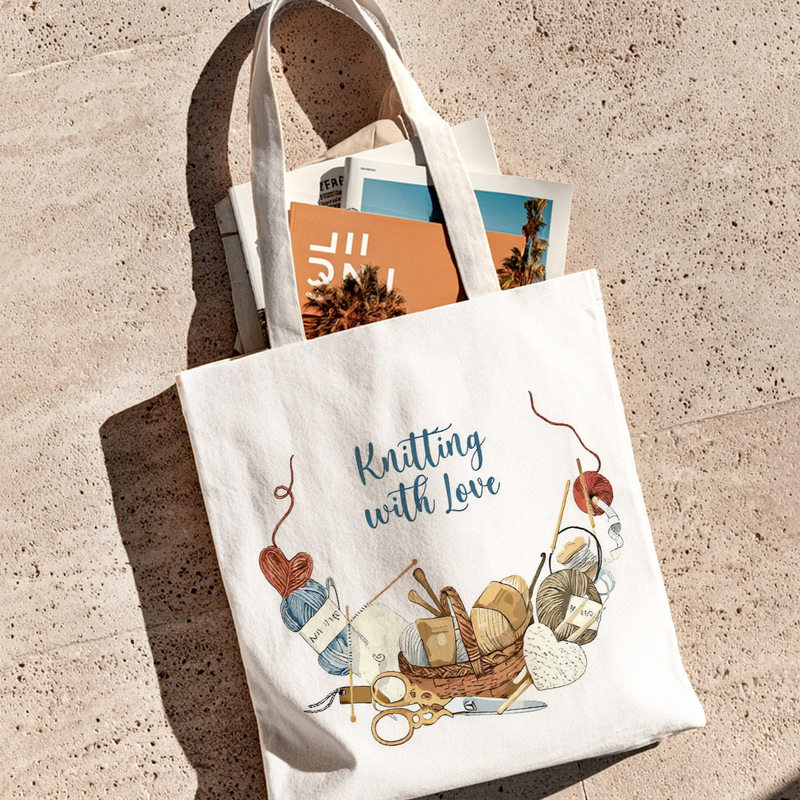 Women'S Bags Very - 耐久性のあるトートバッグで、水彩風のニットデザインが特徴です。芸術的なツールパターンがプリントされた快適な生地を使用しており、非常に適しています。