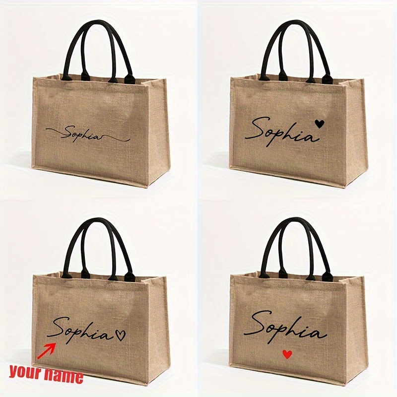 Women'S Vegan Bags - カスタムネームパターンショッピングパーソナライズされたビーチバッグ女性用モノグラムギフトトートバッグ女性用トラベルトイレタリー収納バッグ