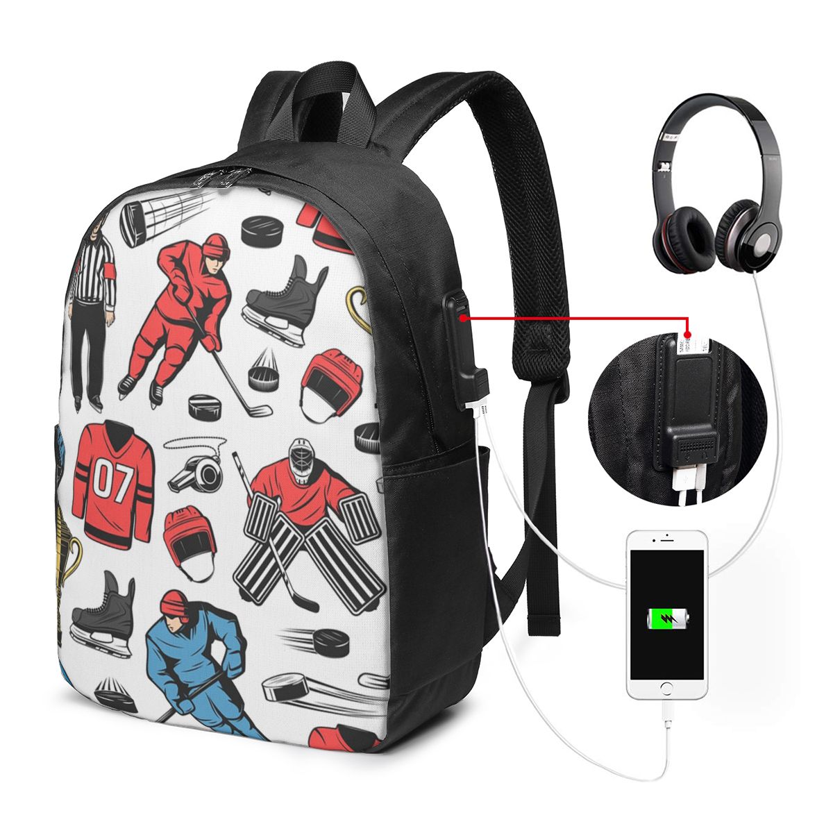 Womens Backpack - アイスホッケー選手オンリンクバックパック旅行ノートブックバッグコンピュータ大学生スクールバッグラップトップショルダーバッグ男性女性用
