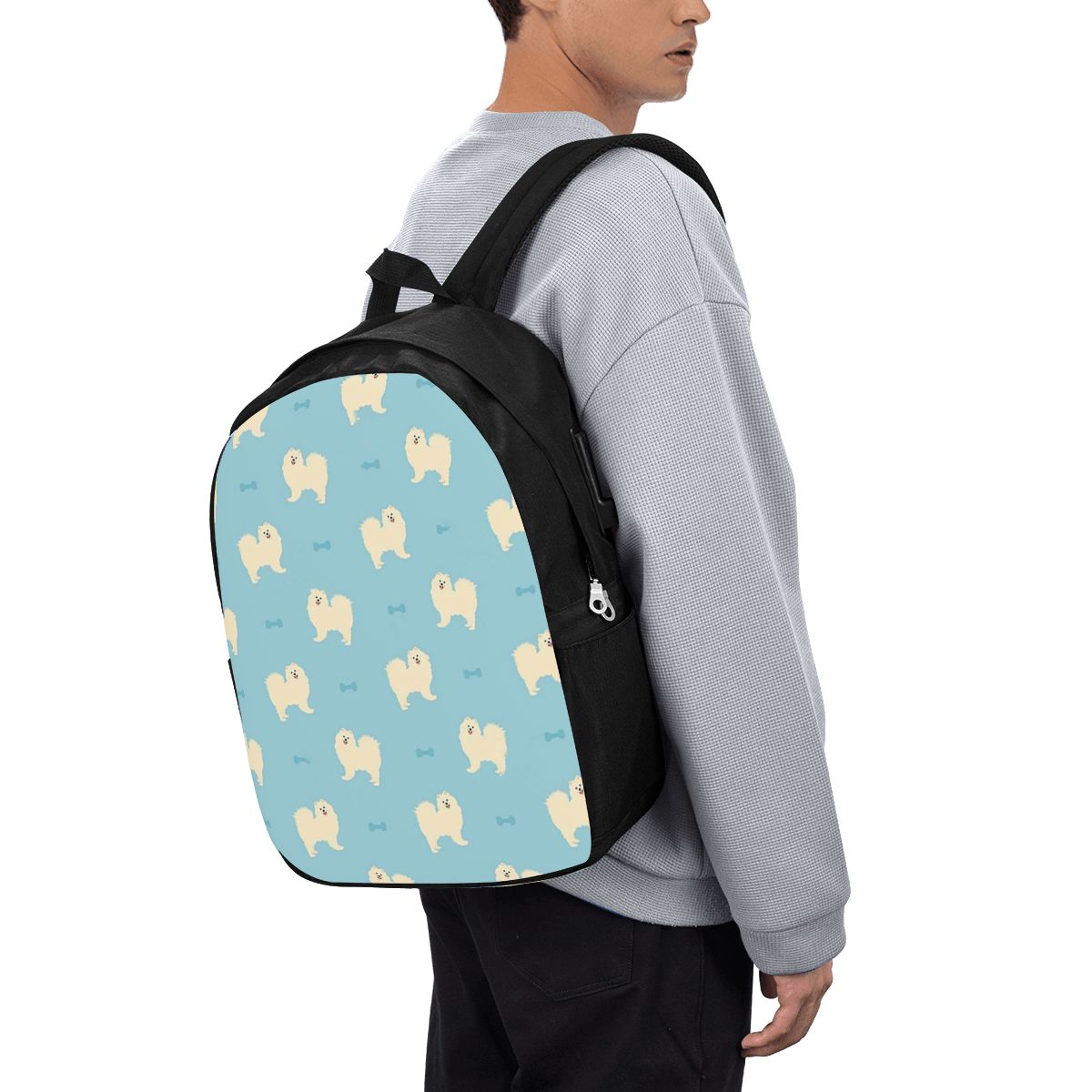 Womens Backpack - サモエド犬バックパック旅行ノートブックバッグコンピュータ大学生スクールバッグラップトップショルダーバッグ男性女性用
