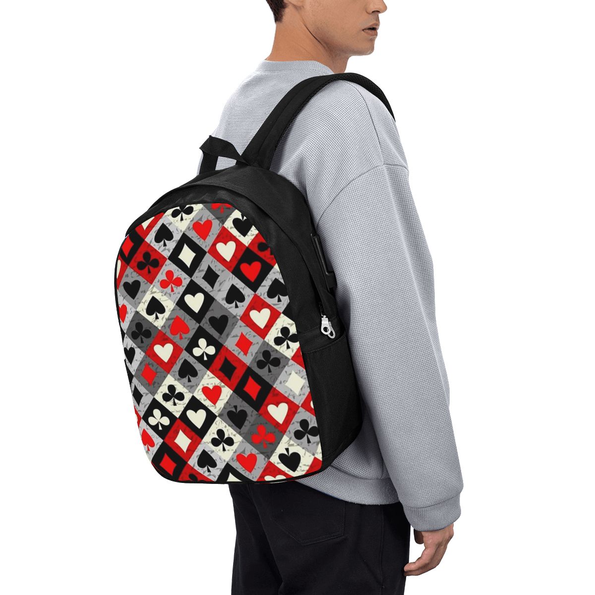 Womens Backpack - トランプポーカープリントバックパック旅行ノートブックバッグコンピュータ大学生スクールバッグラップトップショルダーバッグ男性女性用