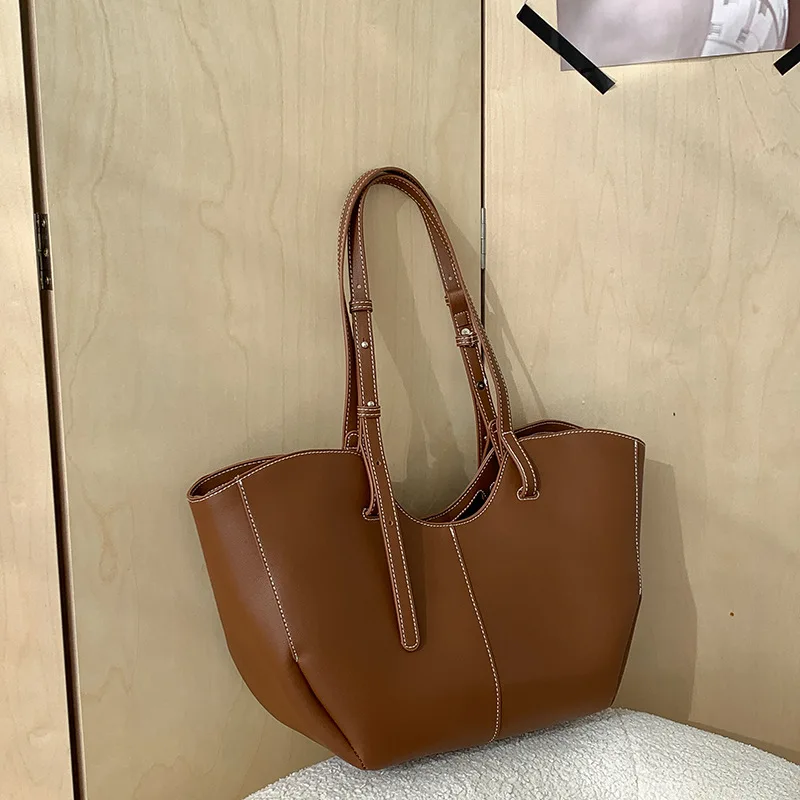 Women'S Vegan Bags - ヴィンテージ女性用ハンドバッグ 大容量ポータブルショッピングショルダーバッグ 高級PUレザー レディース通勤用アンダーアームトートバッグ ボルサ