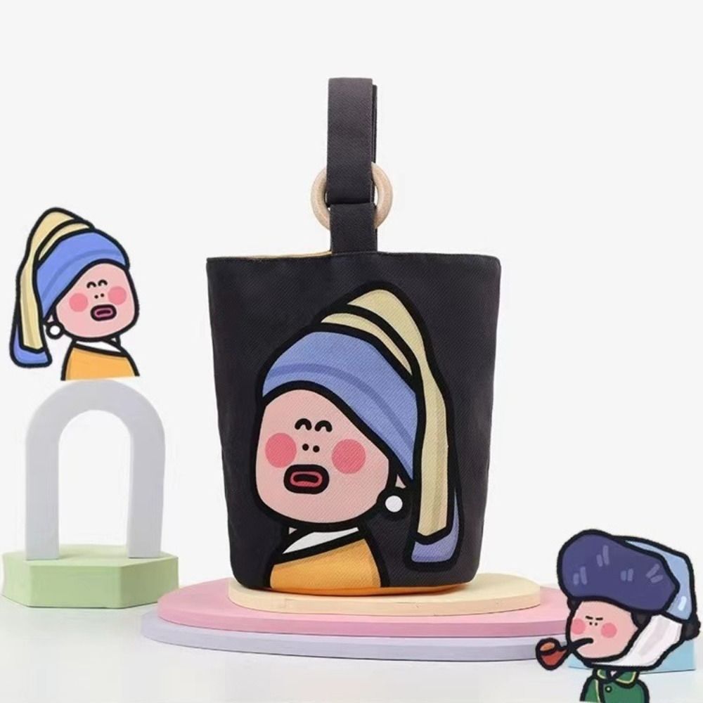 Women Bags Coach - 女性のためのかわいい漫画のバケツバッグ、ポータブルシリンダーバッグ、Canvaトートバッグ、女の子、学生のためのランチバッグを運ぶ