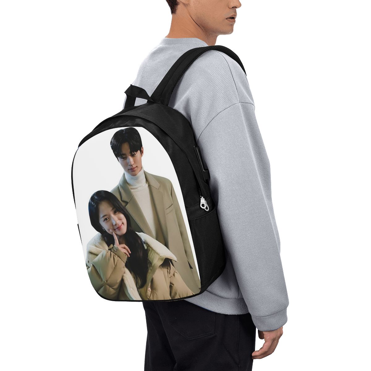 Womens Backpack - 素敵なランナー Kdrama ファンアートバックパック旅行ノートブックバッグコンピュータ大学生スクールバッグラップトップショルダーバッグ男性女性用