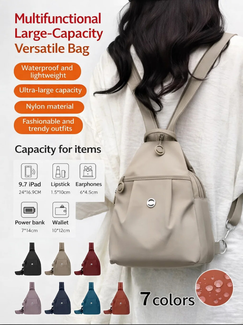 Mini Backpack Women - 女性用軽量ミニバックパック、盗難防止機能付きオックスフォード生地チェストバッグ、シンプルでスタイリッシュな多用途コンバーチブルデイパック