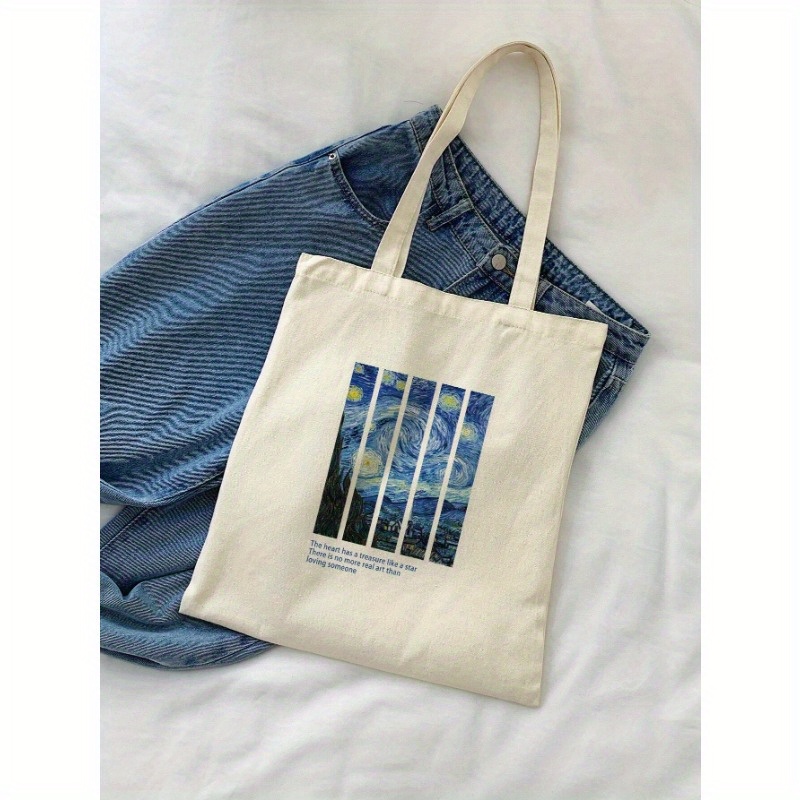 Women'S Bags Very - 油絵風星空プリントのトートバッグ、レディースファッションカジュアルハンドバッグ、非常に丈夫で、日常使いに適しています。