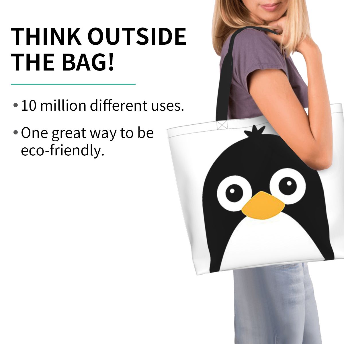 かわいいベクトルペンギンショッピングトートバッグキャンバス大 - Women Bags Vector のレビューと価格