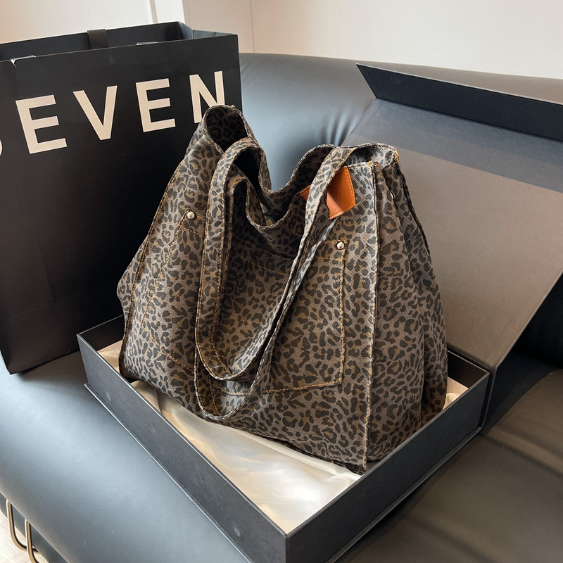 レオパード柄トートバッグ ヴィンテージキャンバスショルダーバ - Women'S Vegan Bags のレビューと価格