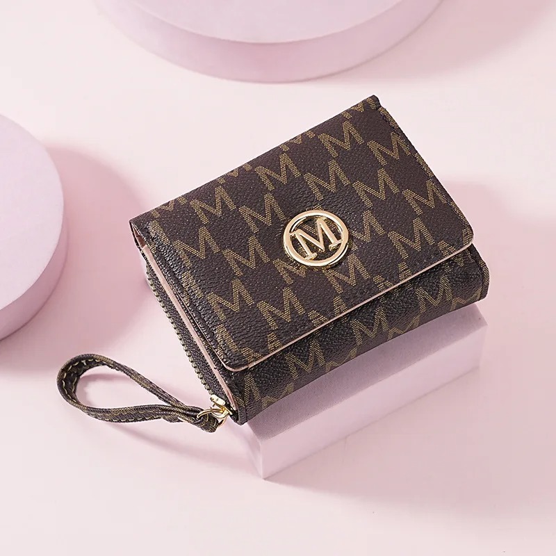 三つ折りジッパーウォレット、レターパターン入り、スタイリッシ - Women Bags And Purses のレビューと価格