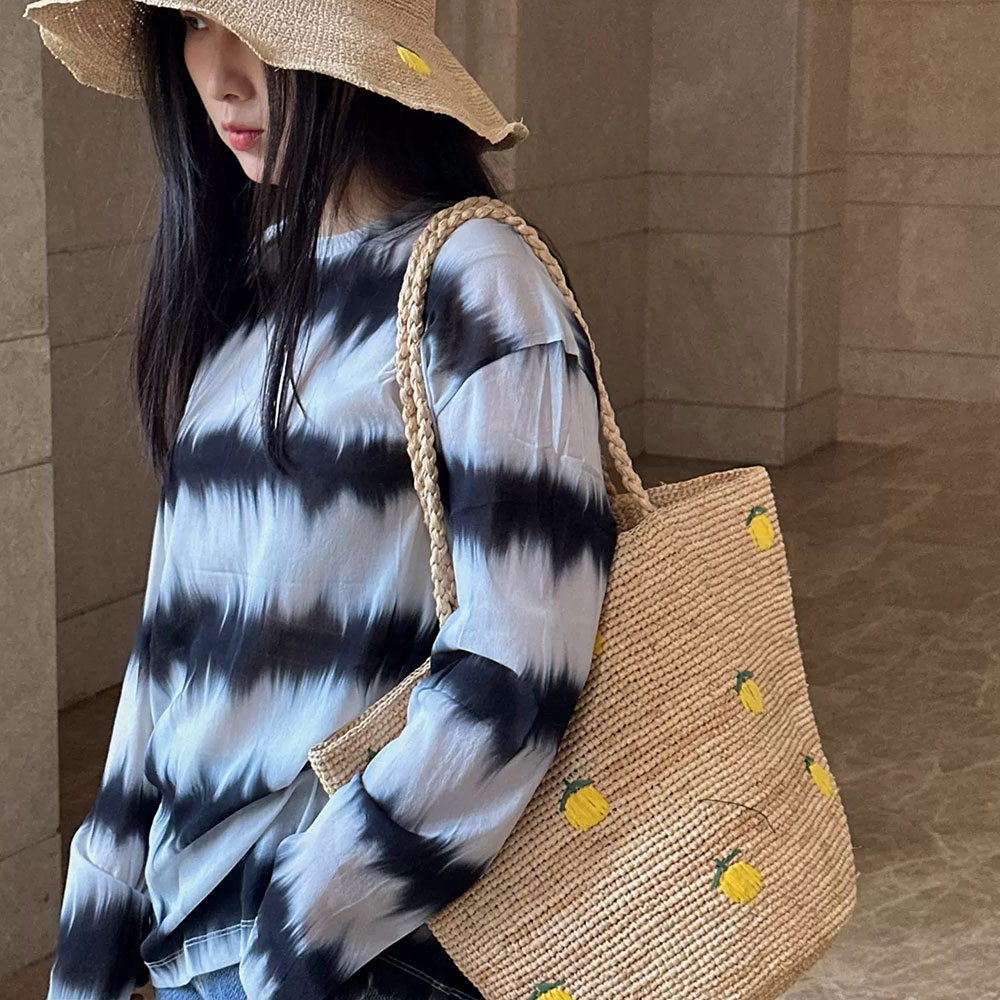 新しい夏のボヘミアンラフィアビーチバッグ女性バケットバッグ高 - Women'S Raffia Bags のレビューと価格