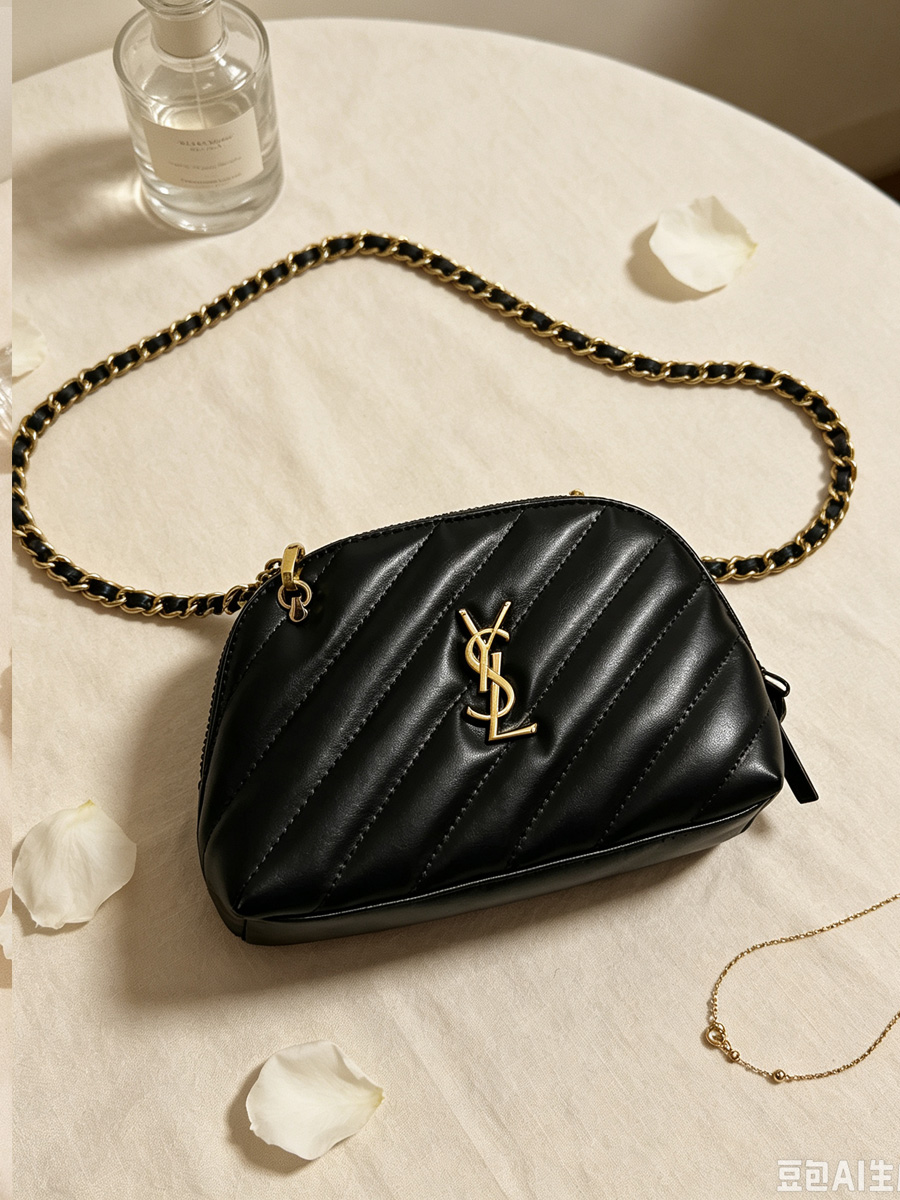 YSL ブラックストライプ レザーシェル メイクアップバッグ - Women'S Ysl Bags Crossbody のレビューと価格