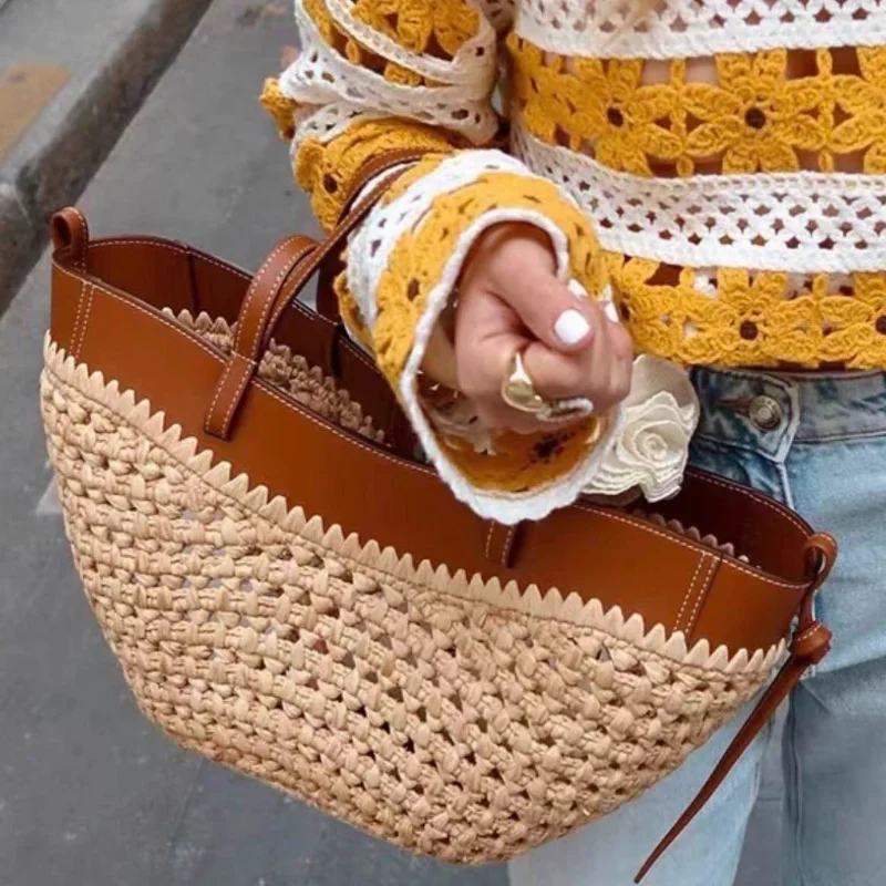 ブランド中空織ビーチバッグニッチファッションショルダー脇の下 - Women'S Raffia Bags のレビューと価格
