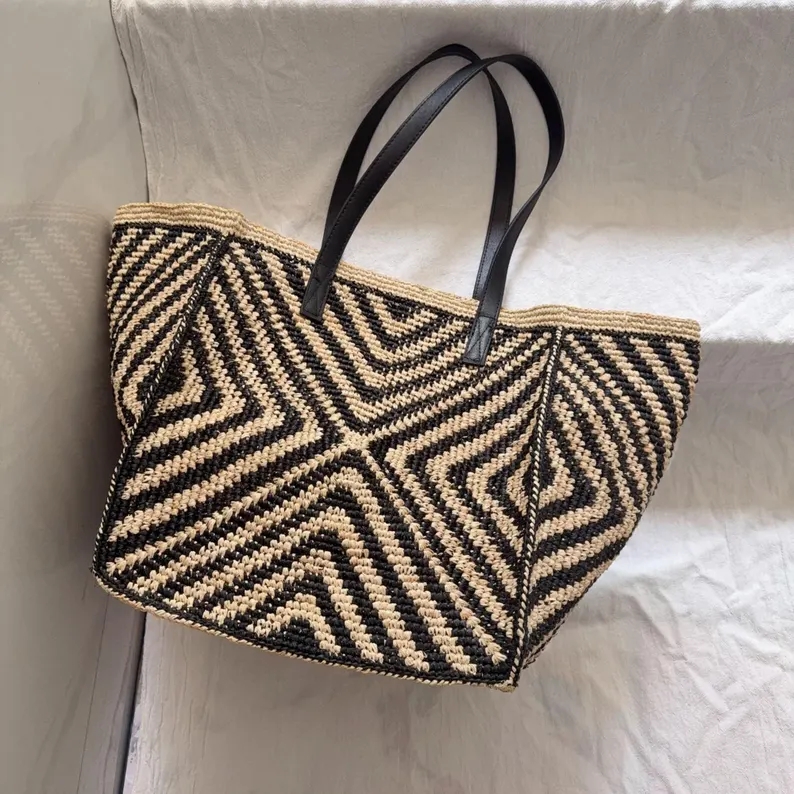 特大ラフィアストローバッグ レディース ハンドメイド 夏 ビ - Women'S Raffia Bags のレビューと価格