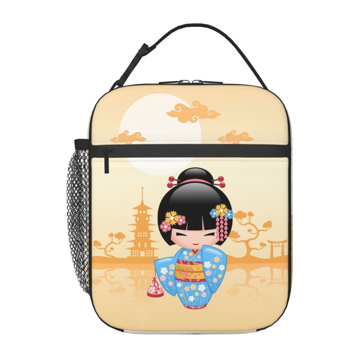 日本の舞子こけし人形断熱ランチバッグ女性用ポータブルかわいい - Women Bags Vector のレビューと価格