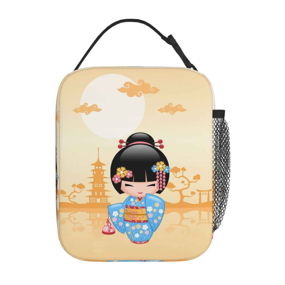 日本の舞子こけし人形断熱ランチバッグ女性用ポータブルかわいい - Women Bags Vector のレビューと価格