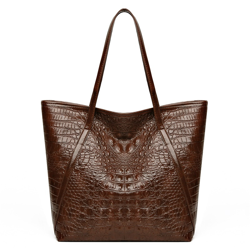 シンプルで多用途なワニ柄トートバッグ大容量ファッションハンド - Women'S Vegan Bags のレビューと価格