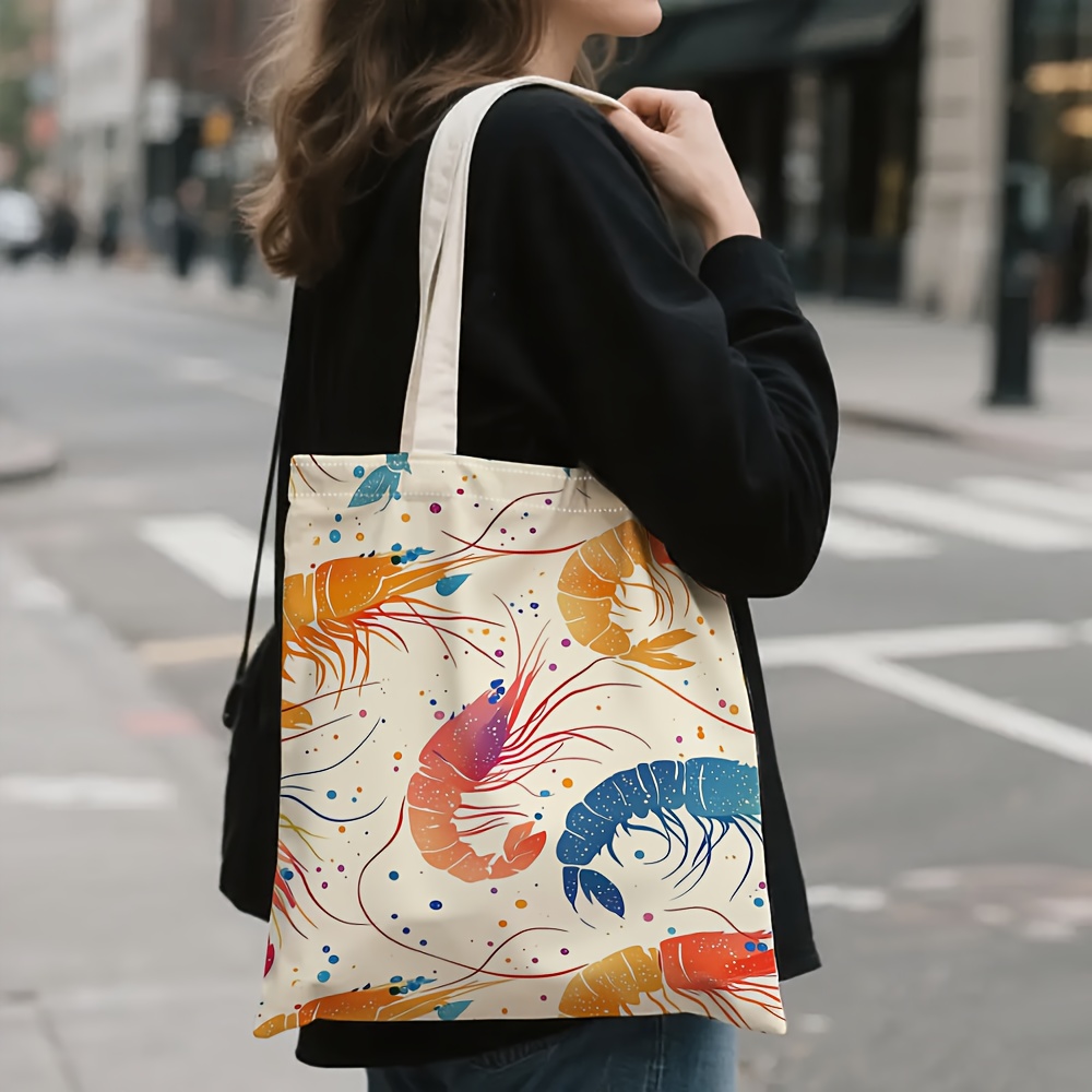 カラフルなエビ柄トートバッグ 大容量キャンバスバッグ 文房具 - Women'S Bags Very のレビューと価格