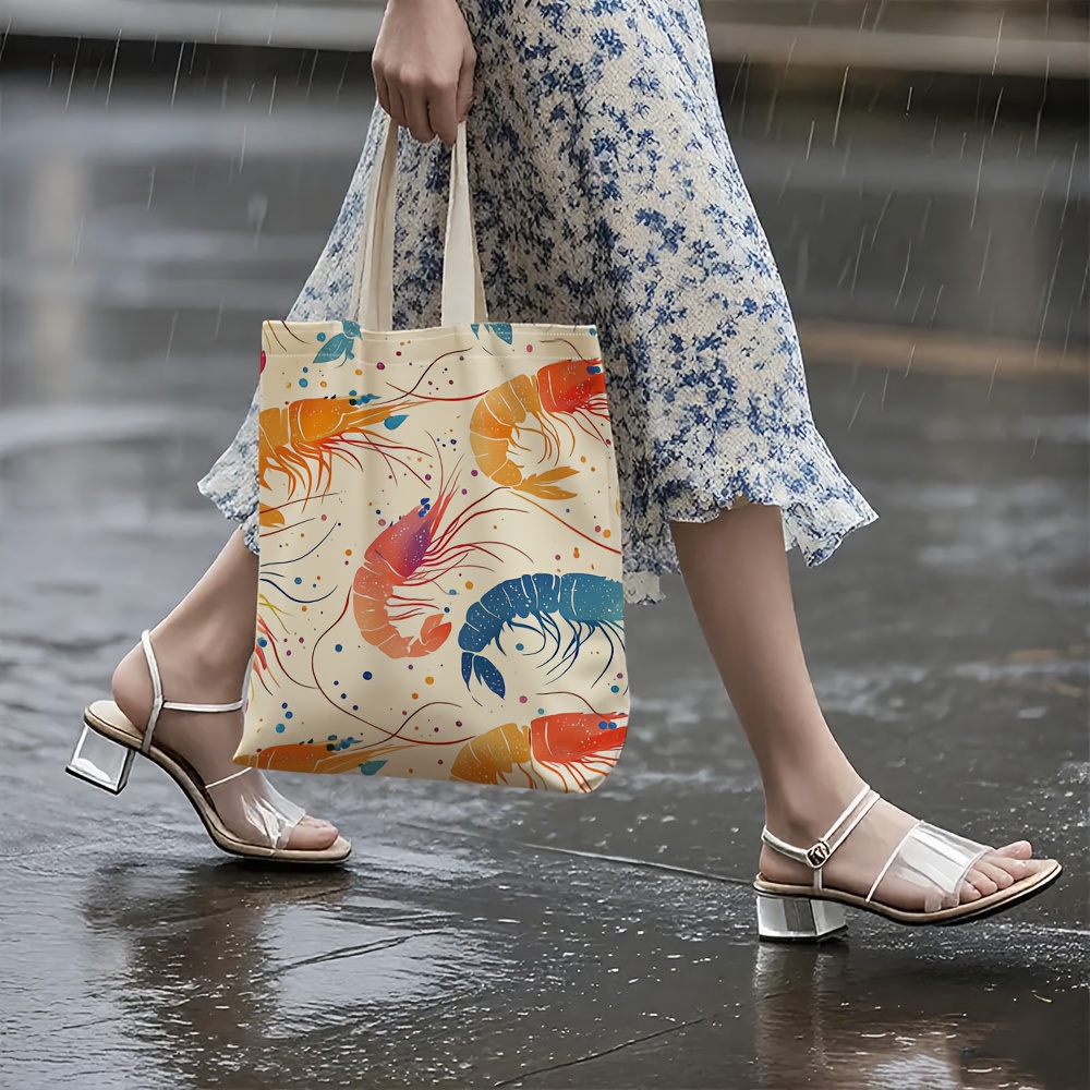 カラフルなエビ柄トートバッグ 大容量キャンバスバッグ 文房具 - Women'S Bags Very のレビューと価格