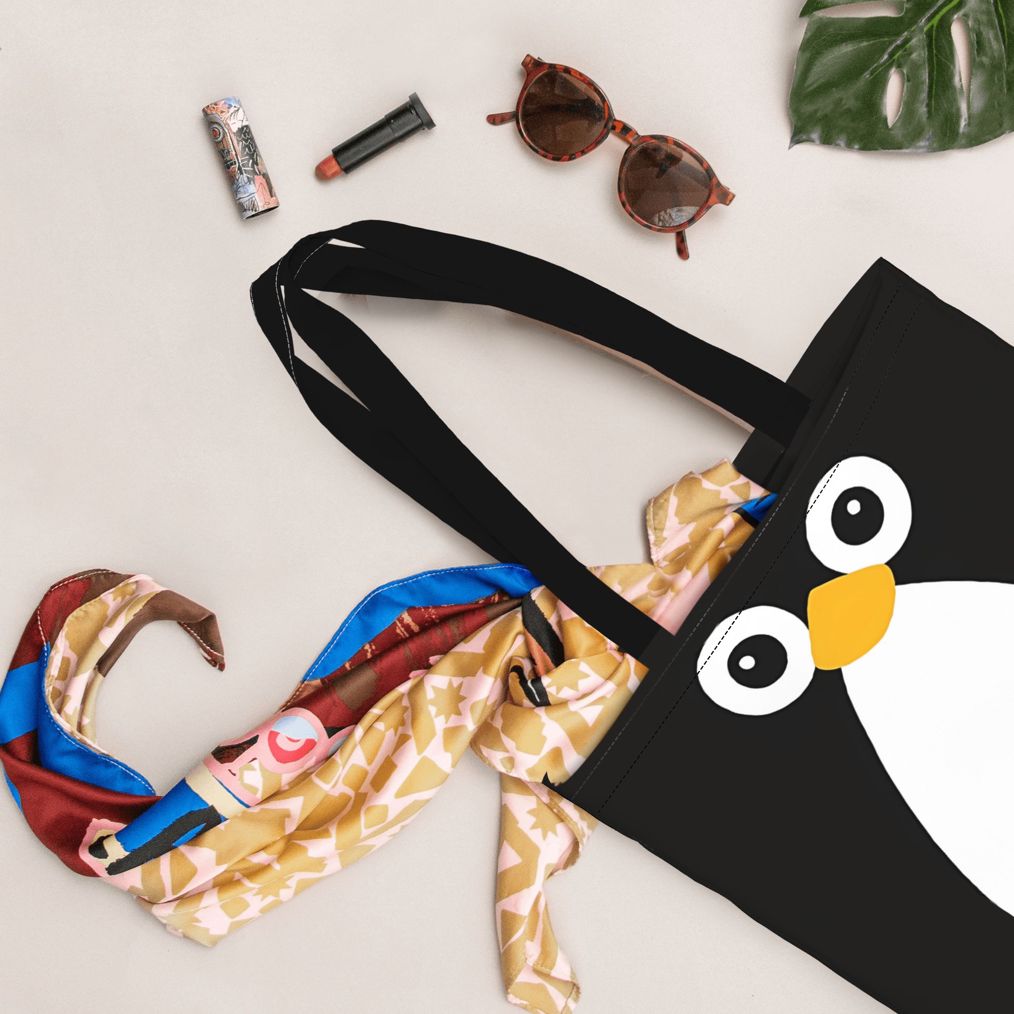 かわいいベクターペンギンアニマルフェイスキャンバス女性用トー - Women Bags Vector のレビューと価格