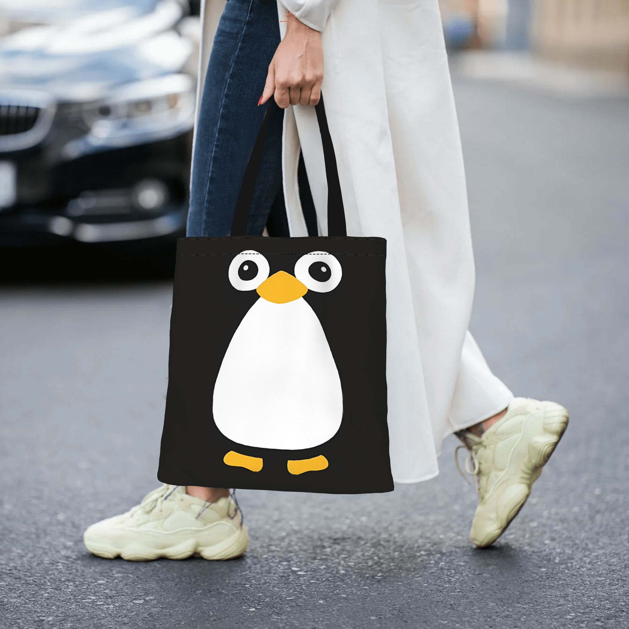 かわいいベクターペンギンアニマルフェイスキャンバス女性用トー - Women Bags Vector のレビューと価格