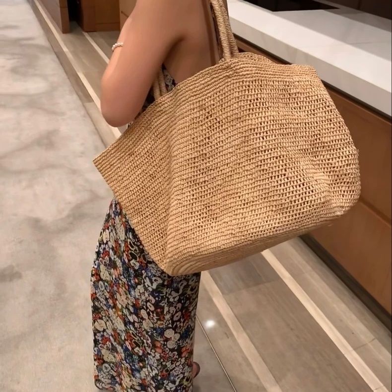 ファッションナチュラルストローラフィアストローバッグショルダ - Women'S Raffia Bags のレビューと価格