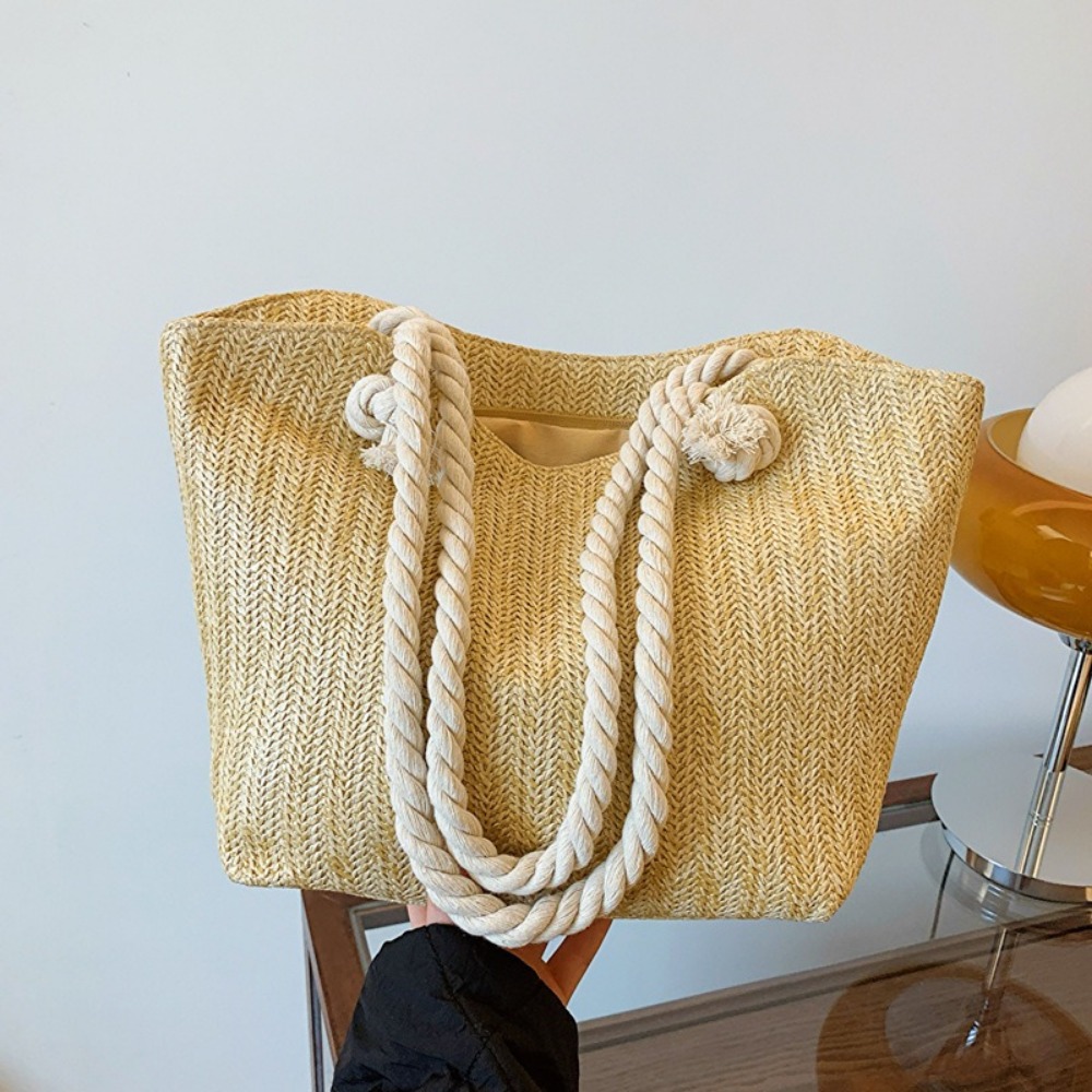 新しい夏のビーチトートバッグ 大容量 ラフィア ボヘミアン  - Women'S Raffia Bags のレビューと価格