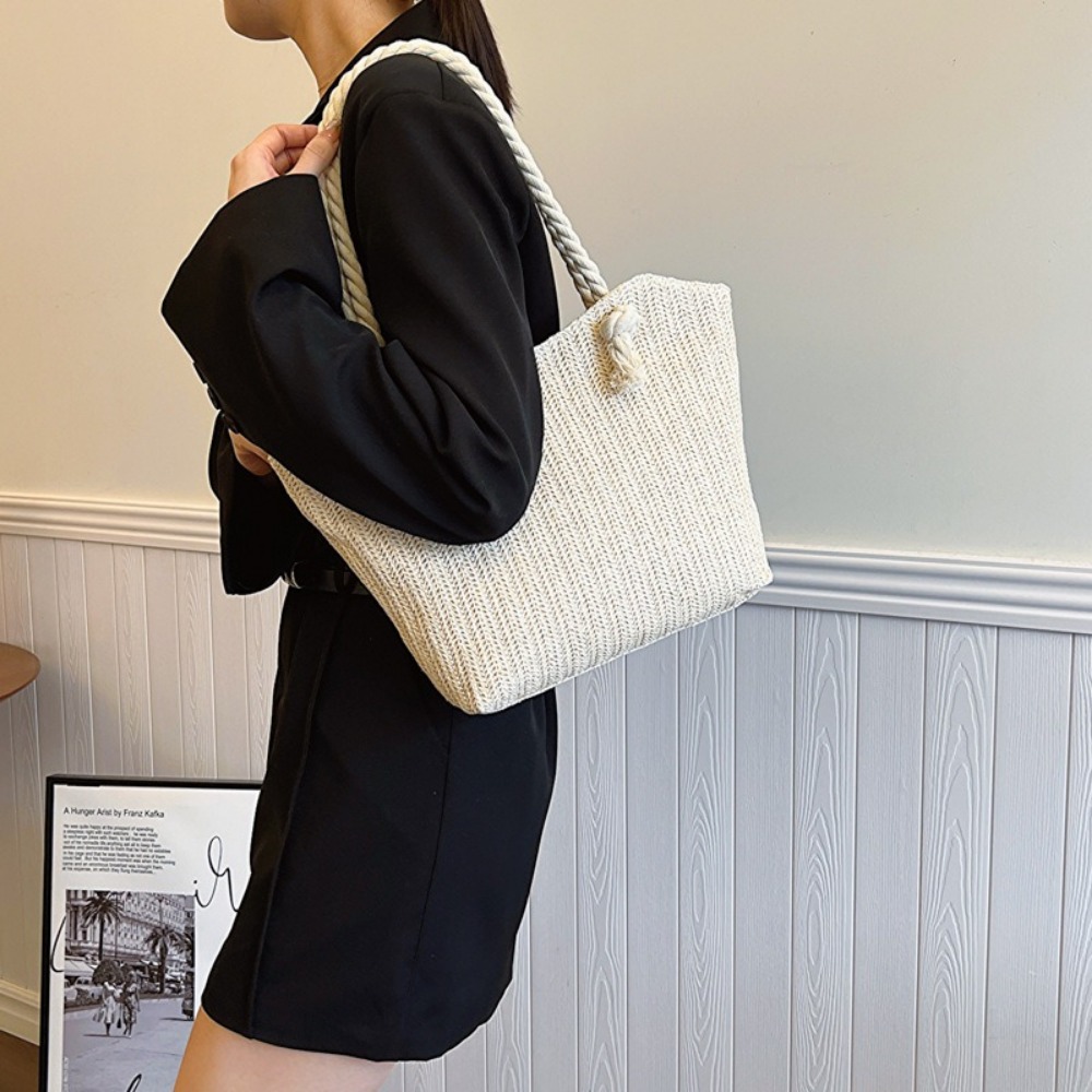 新しい夏のビーチトートバッグ 大容量 ラフィア ボヘミアン  - Women'S Raffia Bags のレビューと価格