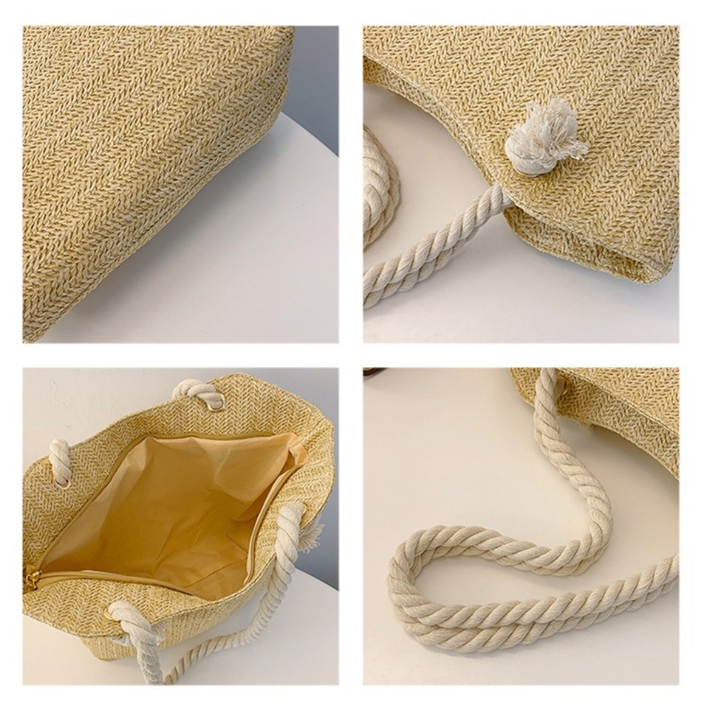 新しい夏のビーチトートバッグ 大容量 ラフィア ボヘミアン  - Women'S Raffia Bags のレビューと価格