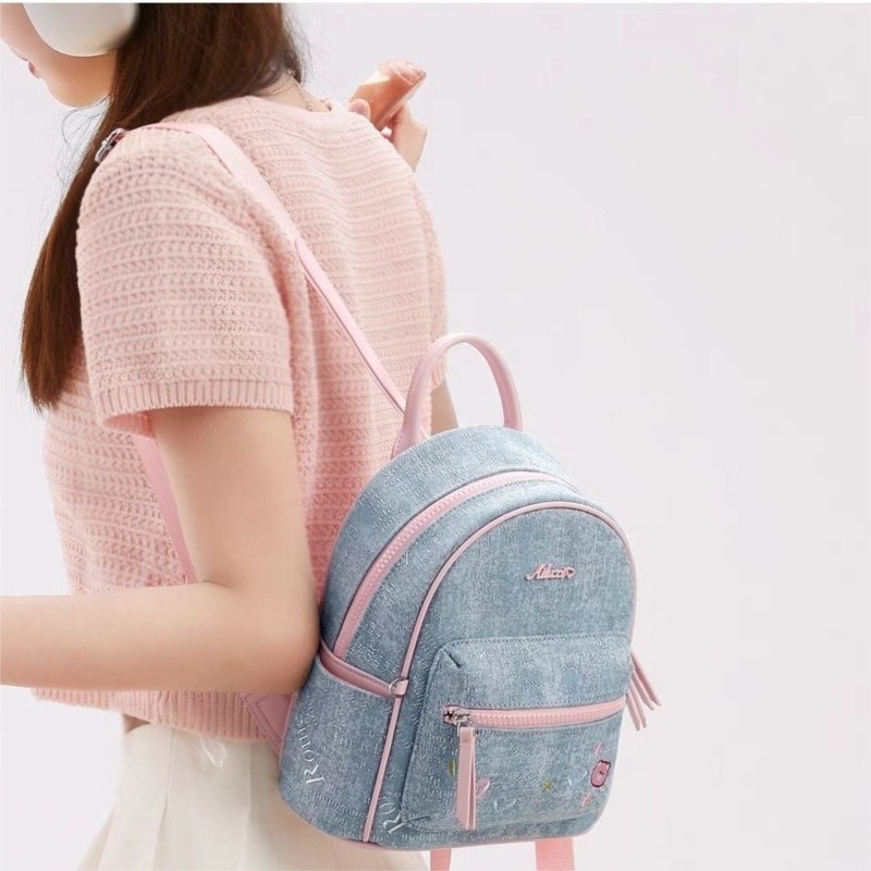 ブルーデニム刺繍クマバックパック女性ミニ繊細なスクールスタイ - Mini Backpack Women のレビューと価格