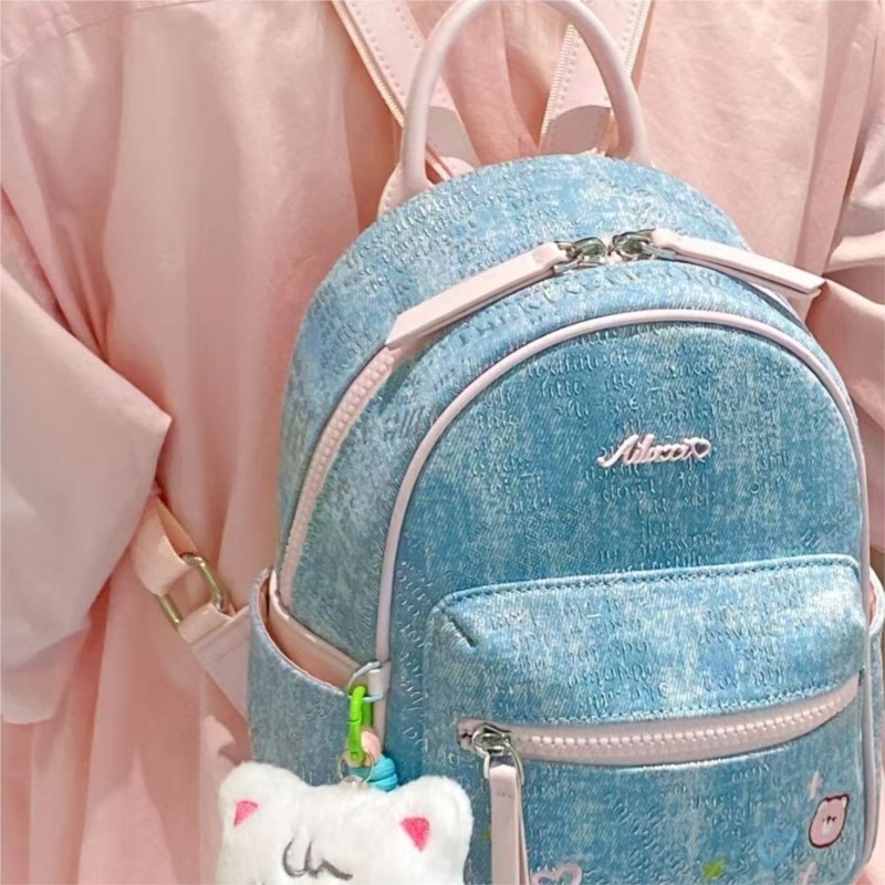 ブルーデニム刺繍クマバックパック女性ミニ繊細なスクールスタイ - Mini Backpack Women のレビューと価格