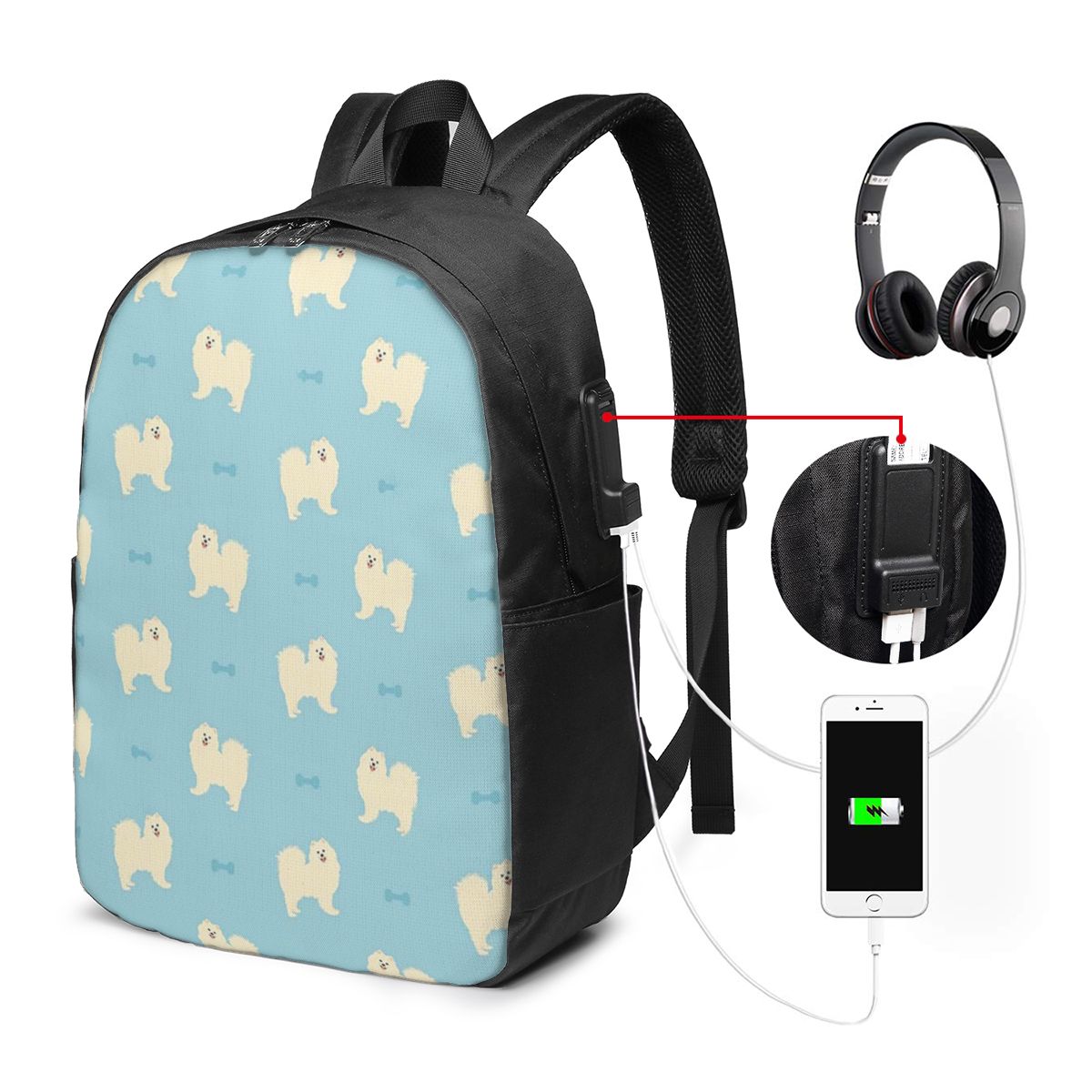 サモエド犬バックパック旅行ノートブックバッグコンピュータ大学 - Womens Backpack のレビューと価格