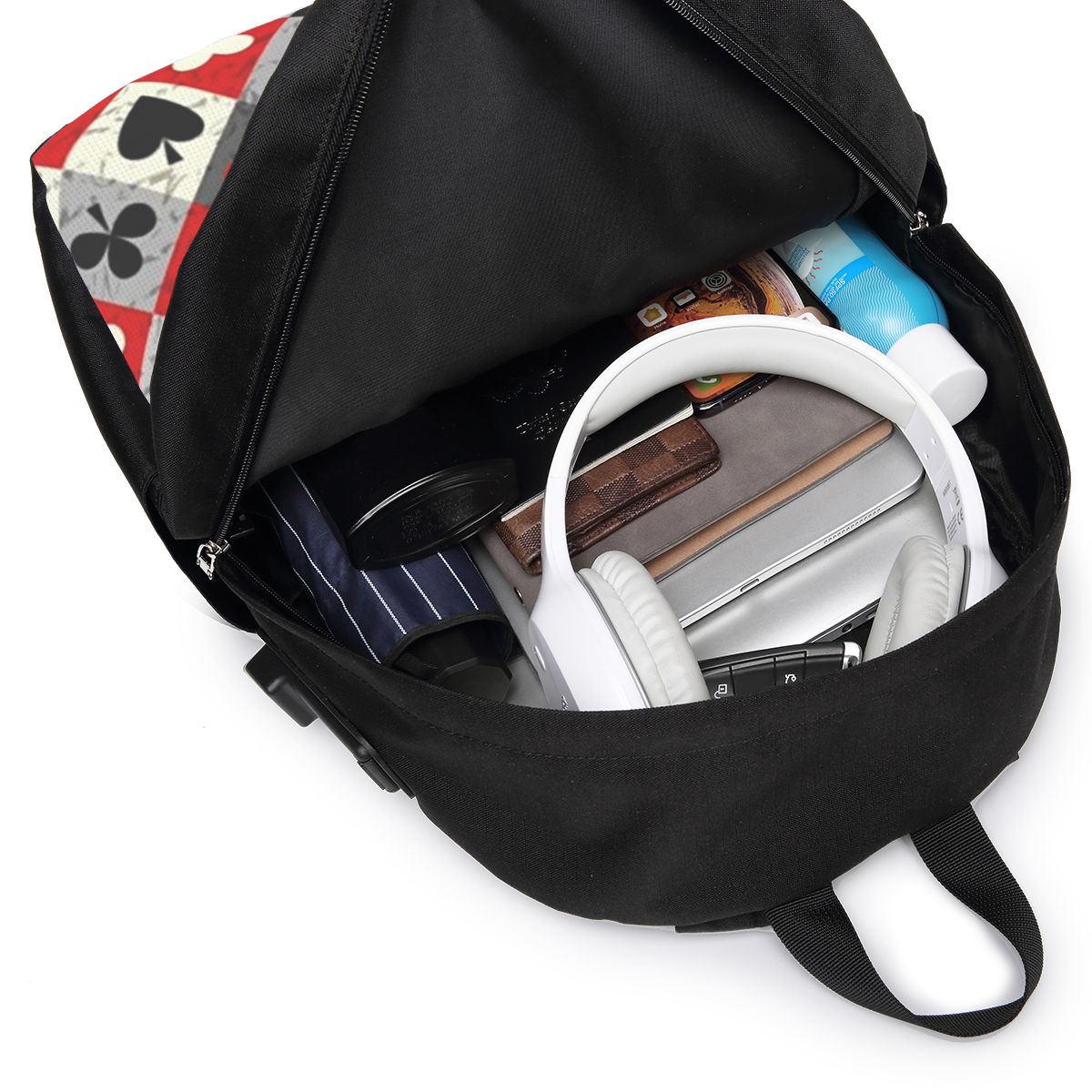 トランプポーカープリントバックパック旅行ノートブックバッグコ - Womens Backpack のレビューと価格