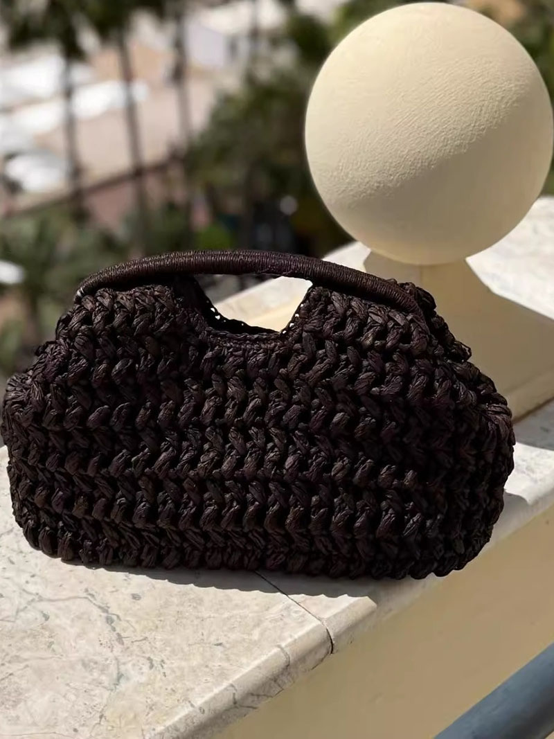 エレガントなレディースチェーン織ハンドバッグわらショルダーバ - Women'S Raffia Bags のレビューと価格