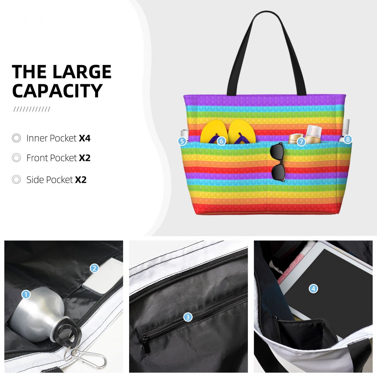プレミアムベクターポップイットシームレスパターンビーチトート - Women Bags Vector のレビューと価格