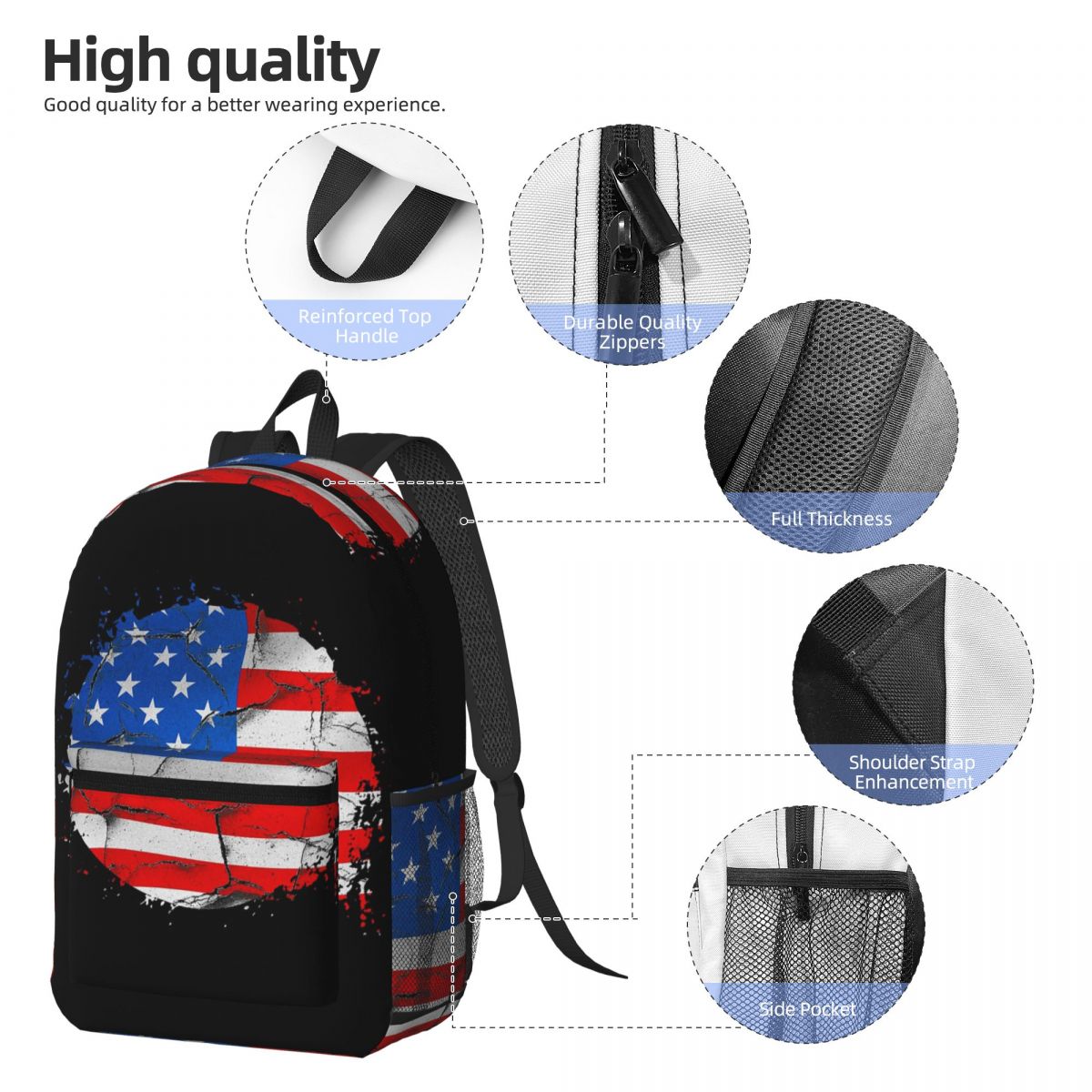 米国アメリカアメリカ国旗バックパック男の子女の子ブックバッグ - Women Bags Usa のレビューと価格