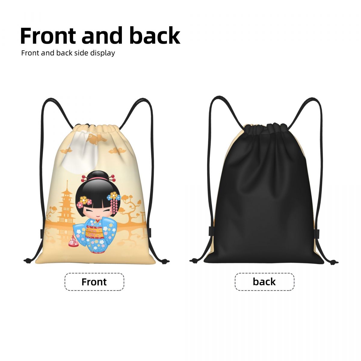 日本の舞子こけし人形巾着バックパックスポーツジムバッグ男性女 - Women Bags Vector のレビューと価格