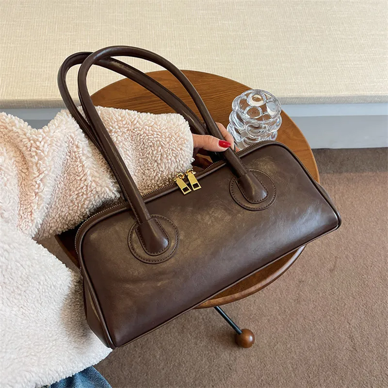クラシックレザーハンドバッグ、レトロシンプルなアンダーアーム - Women'S Vegan Bags のレビューと価格