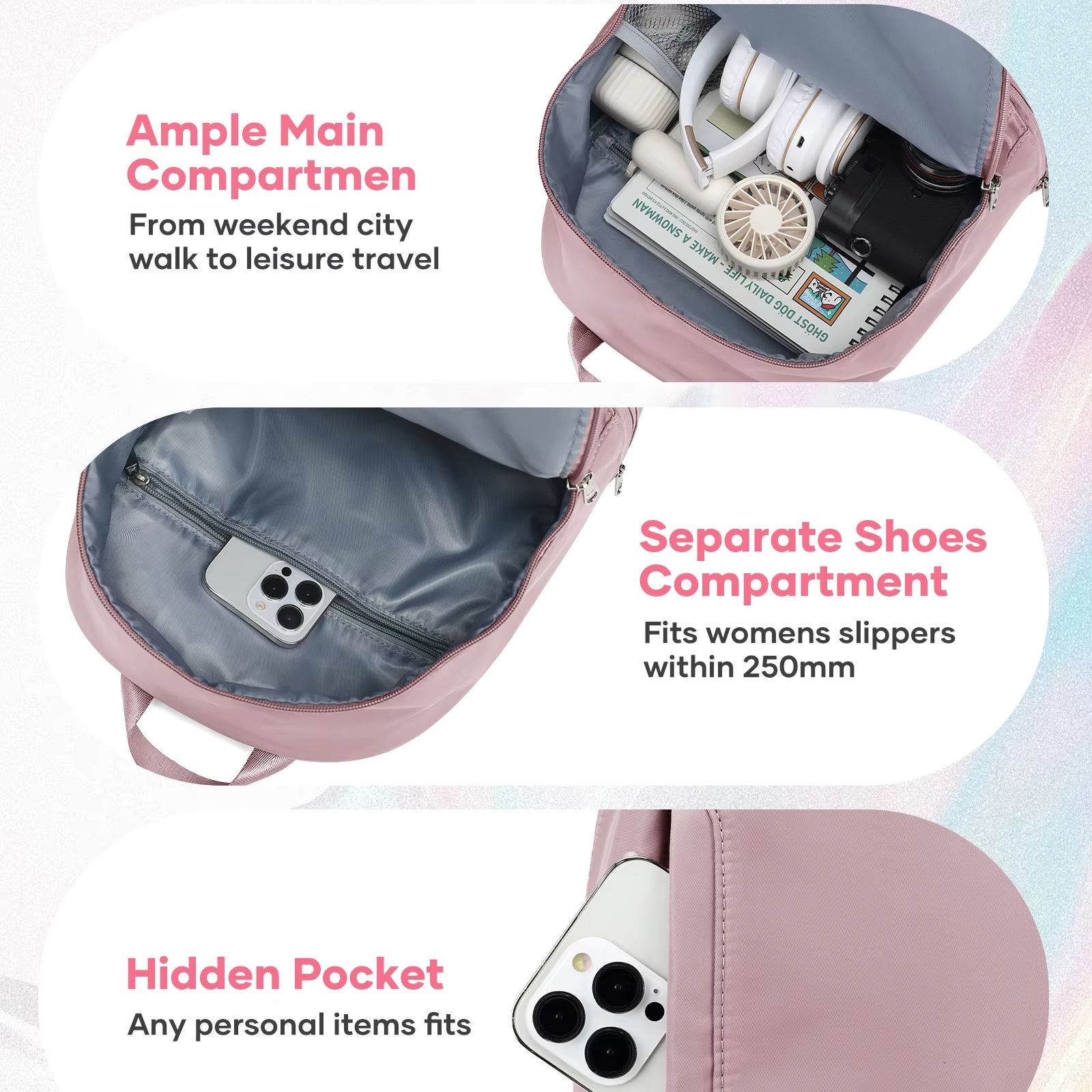 女性用バッグ、靴用コンパートメント付き小型スポーツバックパッ - Women Bags And Purses のレビューと価格