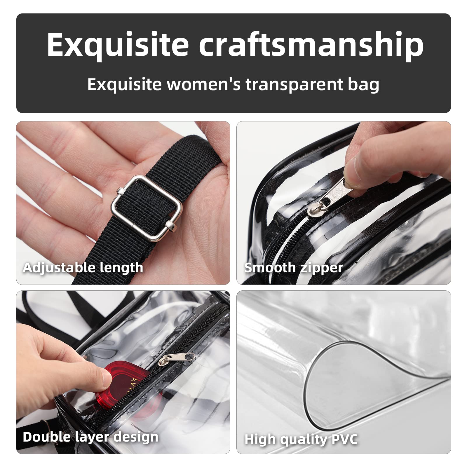 1-10個入り レディース クリア クロスボディバッグ 透明 - Women Bags And Purses のレビューと価格