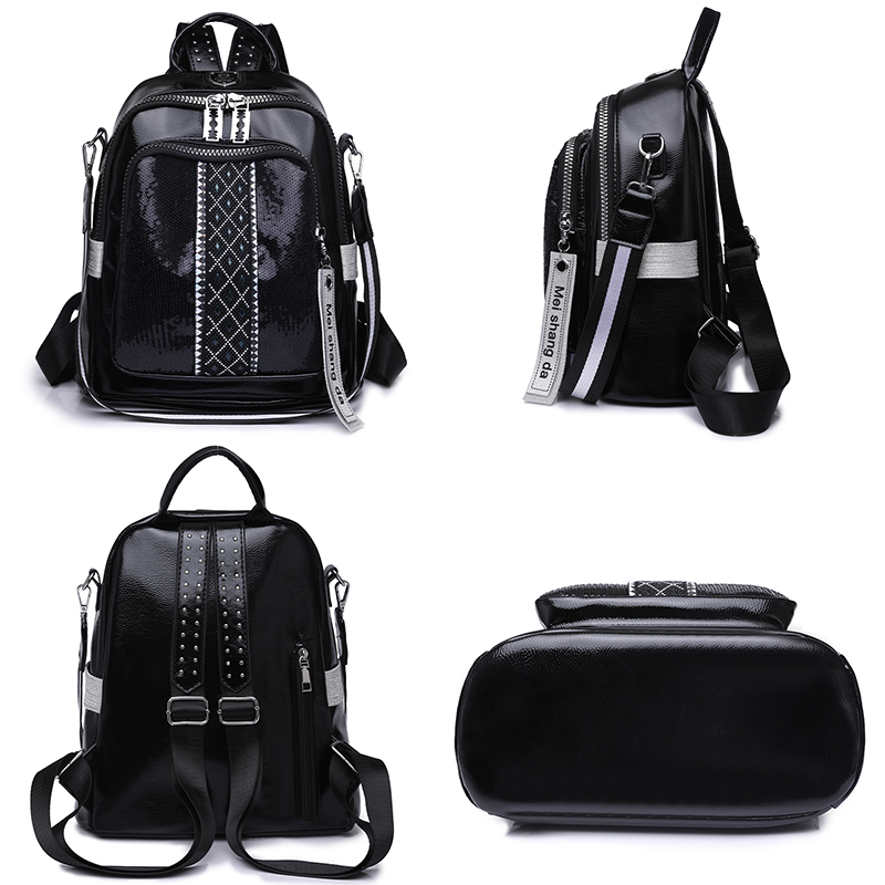 大容量レザーバックパックカジュアルレディーススクールバッグ中 - Mini Backpack Women のレビューと価格