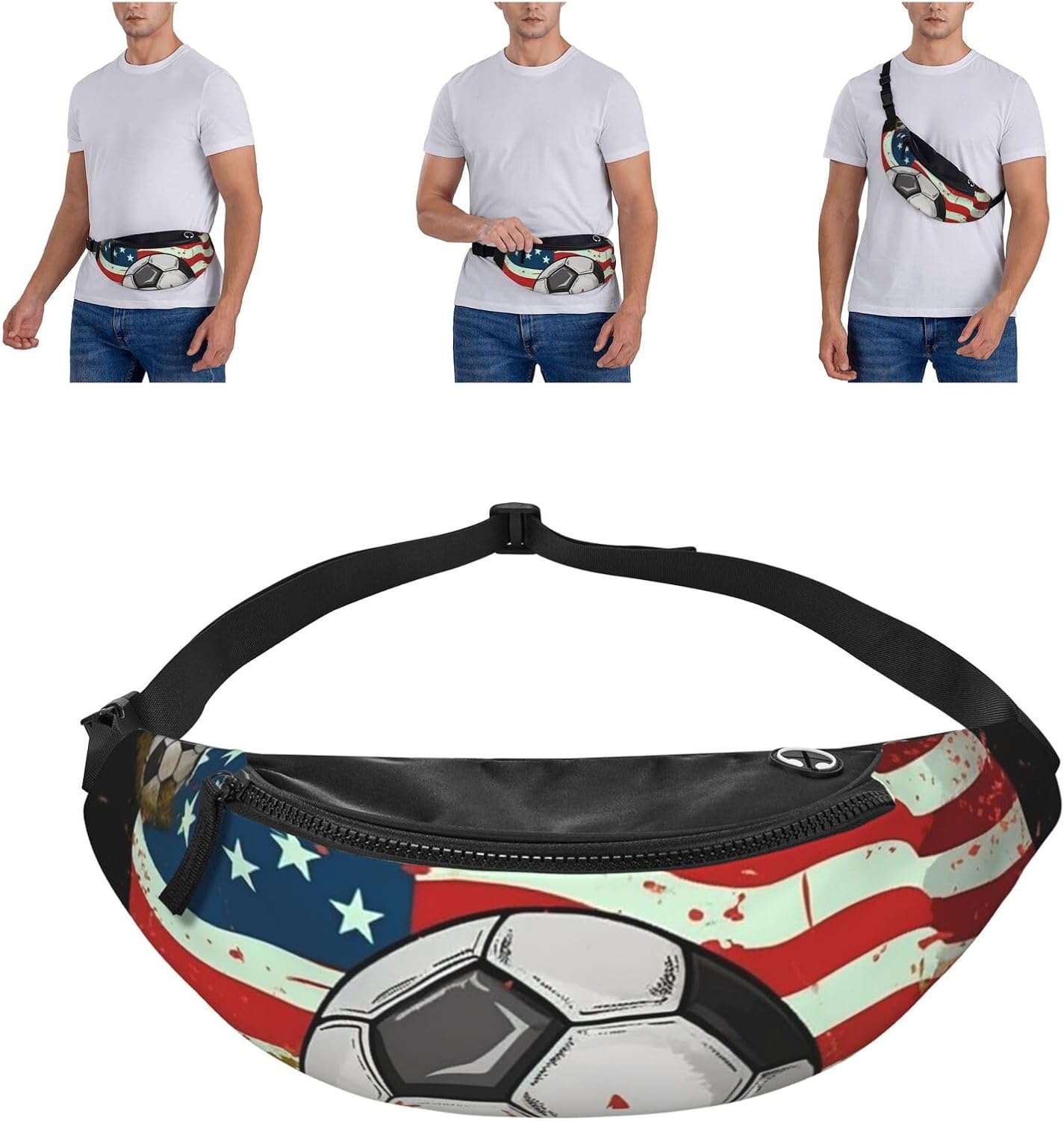 サッカーアメリカ国旗柄ファニーパック メンズ レディース 防 - Women Bags Usa のレビューと価格