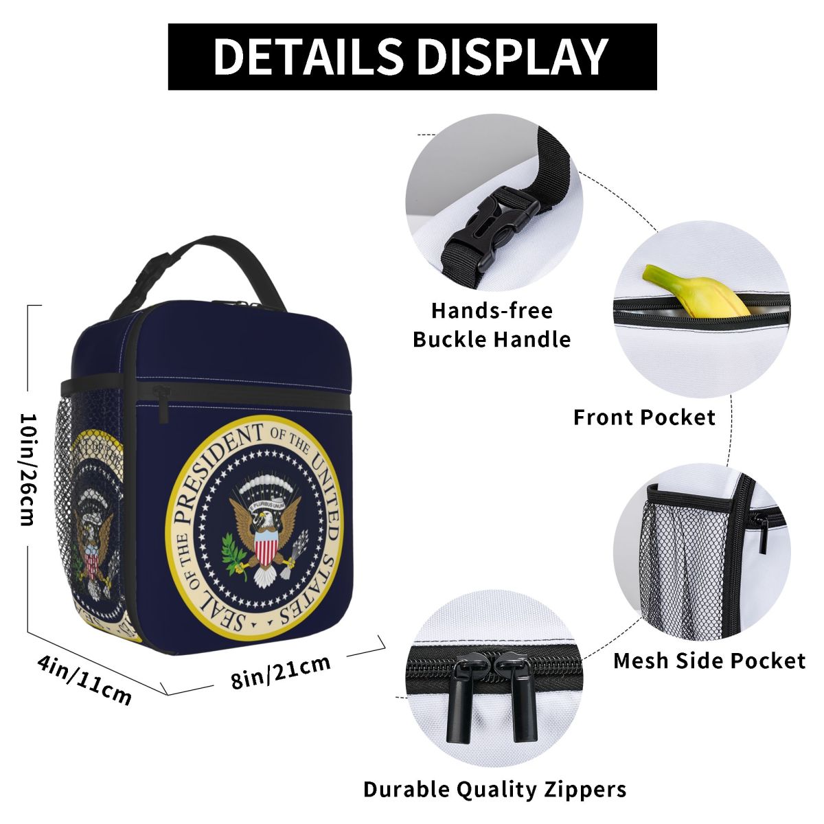 米国大統領のシール付き断熱ランチバッグ 女性用 子供用 ポー - Women Bags Usa のレビューと価格