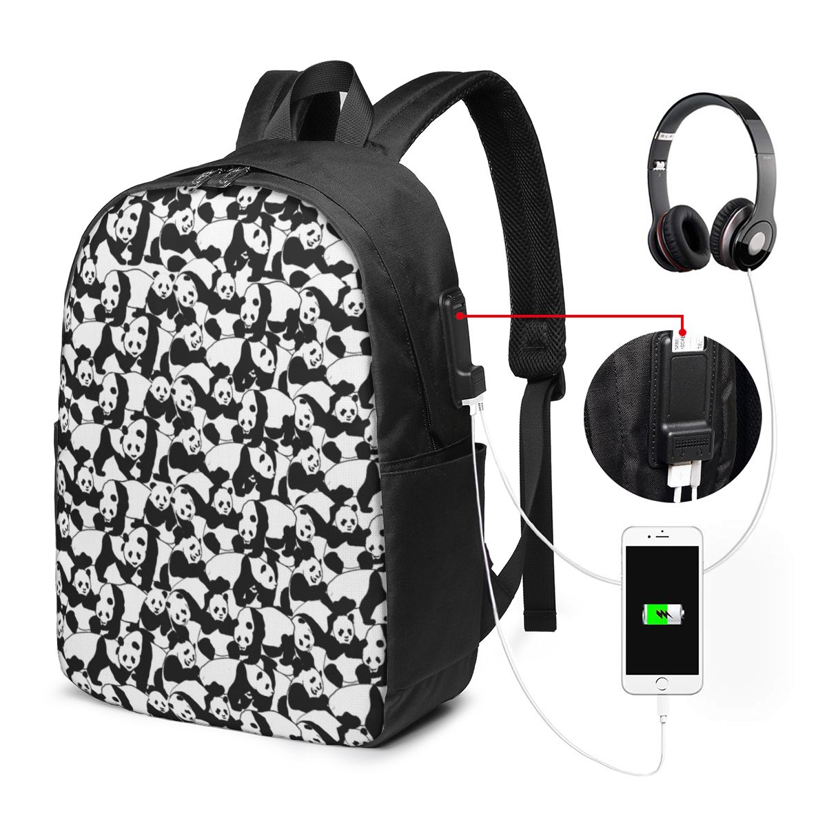 パンダ柄バックパック旅行ノートブックバッグコンピュータ大学生 - Womens Backpack のレビューと価格